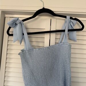 Light Blue Smocked set with Bow Straps